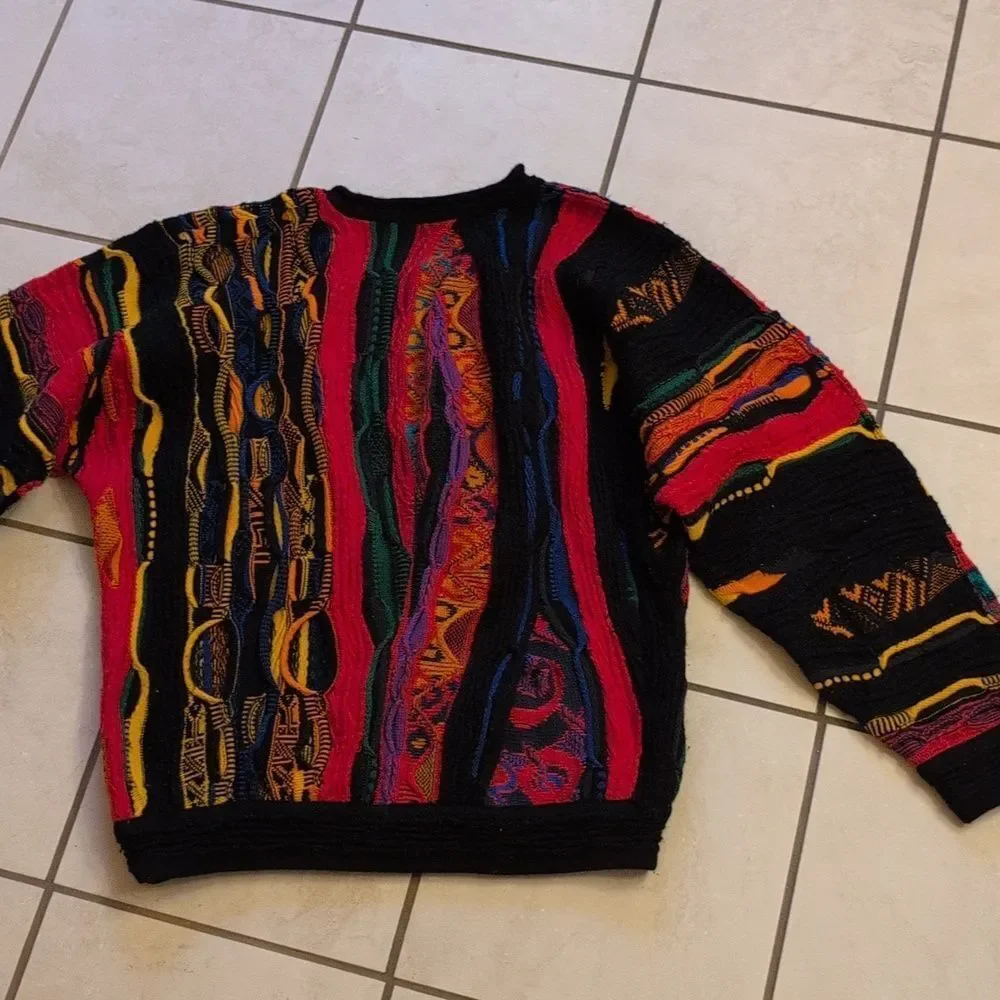 Coogi Sweater New Wool Bright Red Purple Texture Crew Neck Pullover Size M - Picture 5 of 13